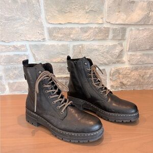 Reiker Black Lace-Up Combat Boots